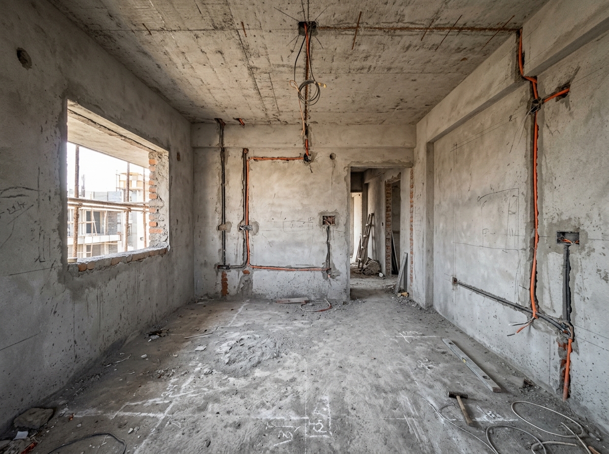 Raw Concrete Screed to Finished Bedroom - Raw Site