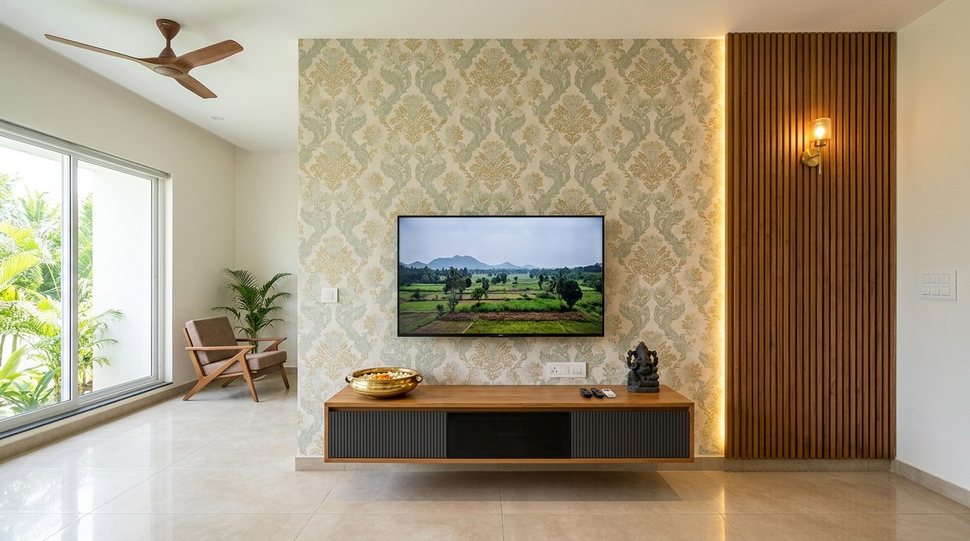 Finished Modern Interior living room handover in Tamil Nadu