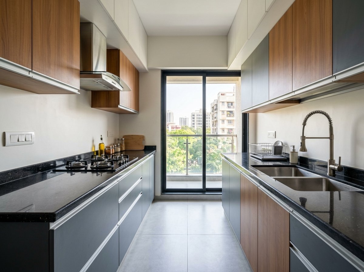 Parallel Galley Granite Kitchen